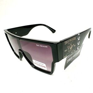 Brand New True Religion Black Shield Aviator Sunglasses Flat Top Concert Ticket